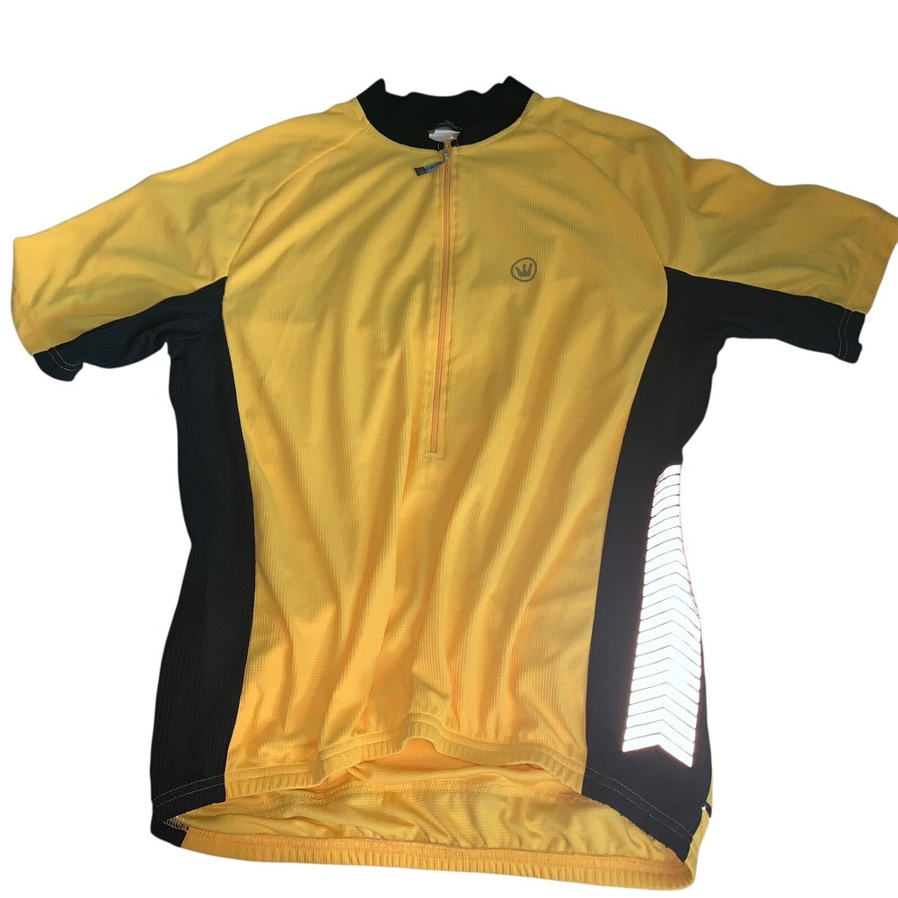 Canari Cycling Jersey 3/4 Zip XL Hi-Vis Yellow Black Lightweight Polyester‎ READ